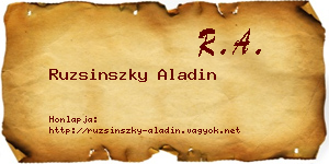 Ruzsinszky Aladin névjegykártya